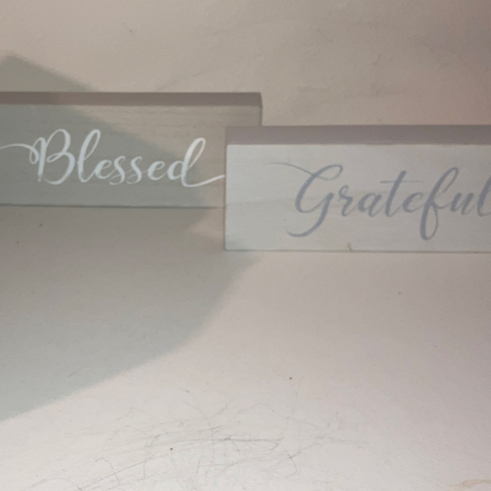American Art and Decor Gray and White 'Blessed' and 'Grateful' Wall Art